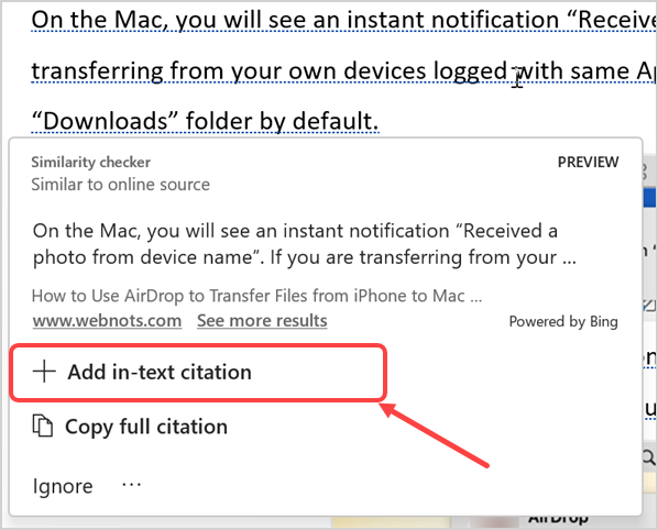 Add Citation in Word