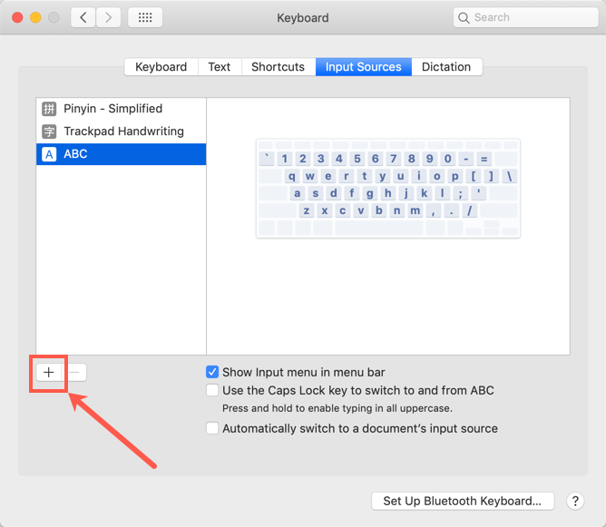 Add Keyboard Input in Mac