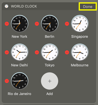 Add Multiple Time Zone Clocks in Mac