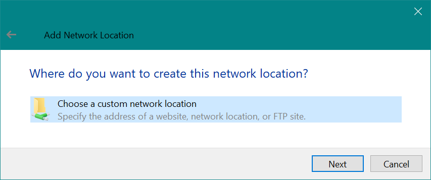 Add Network Location