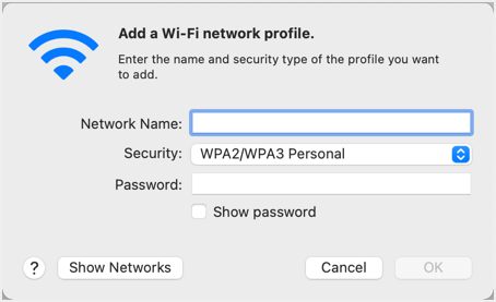 Add New Wi-Fi Network Profile