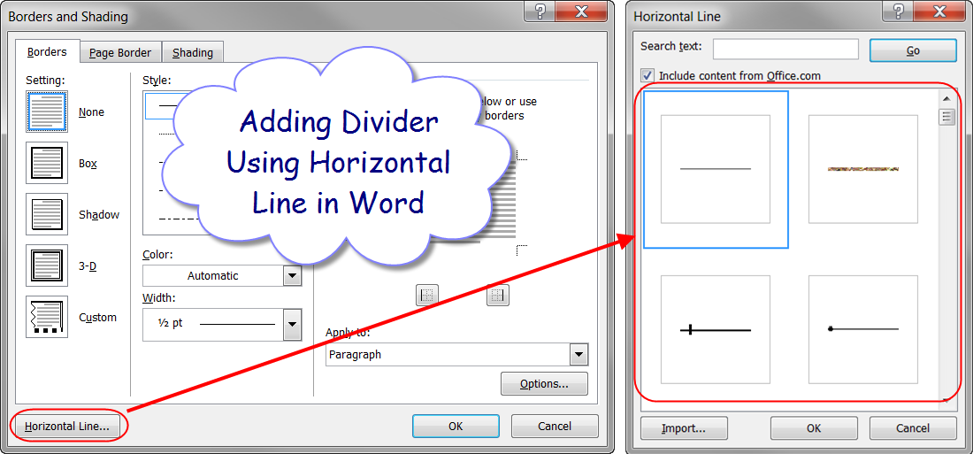 Adding Divider Using Horizontal Line