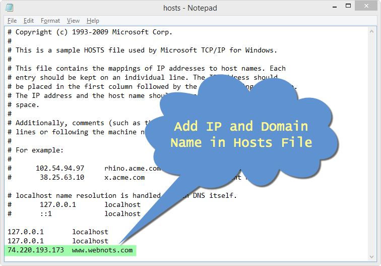Adding IP and Domain in Hosts File in Windows 8.1