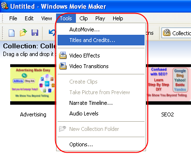 Adding Titles and Credits in Windows Movie Maker