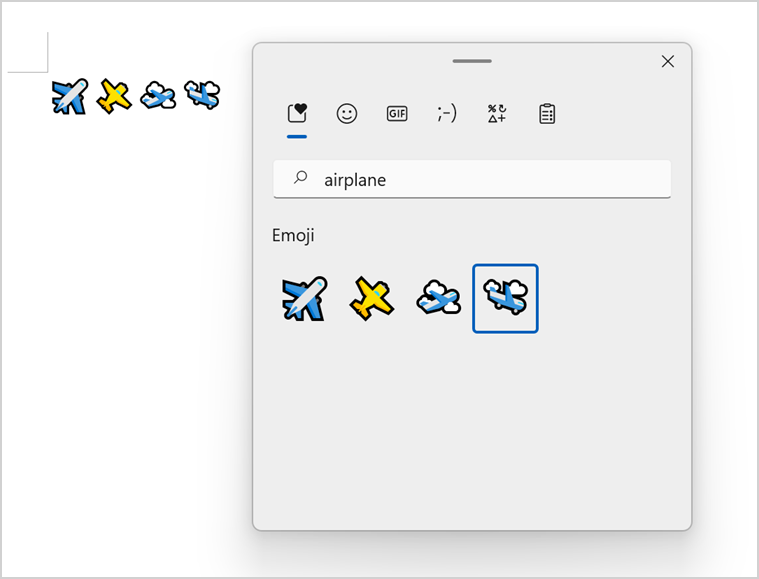 Airplane Emoji in Windows 11
