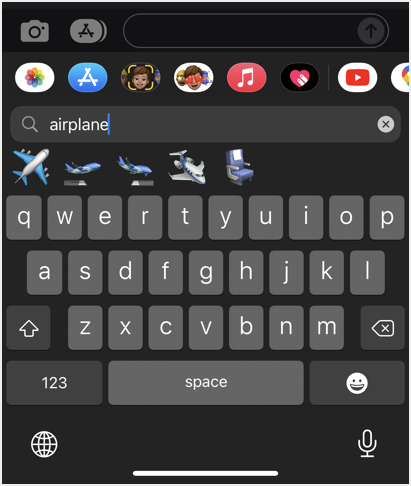 Airplane Emoji in iPhone