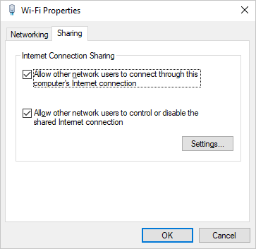 Allow Connection Sharing