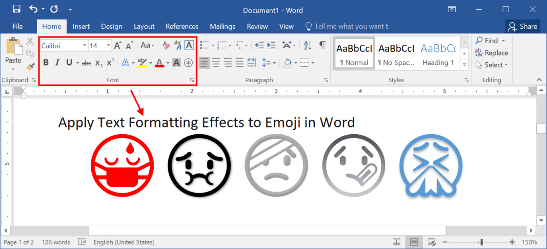 Apply Text Effects to Emoji in Word