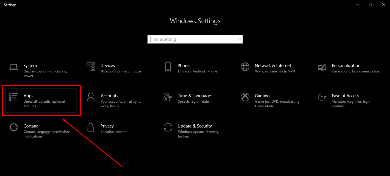 Apps Settings in Windows 10