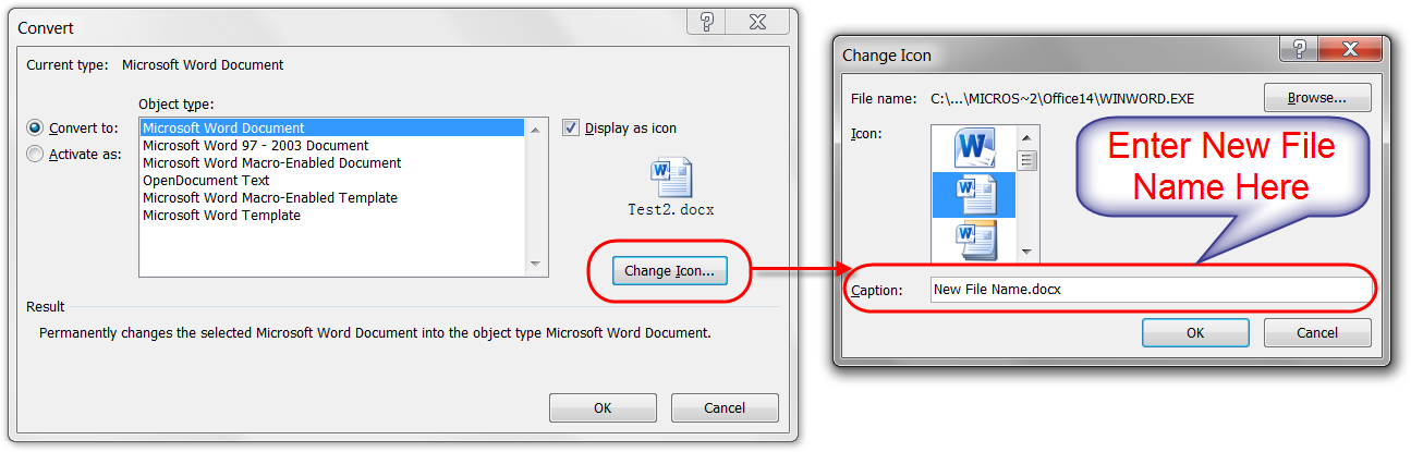 Change Already Embedded File Name