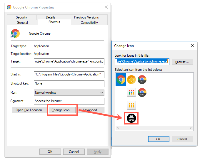 Change Chrome Icon to Incognito