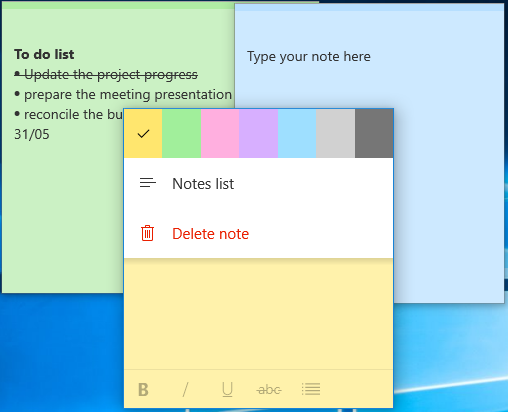 Change Color of Sticky Notes