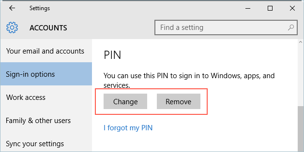 Change or Remove PIN