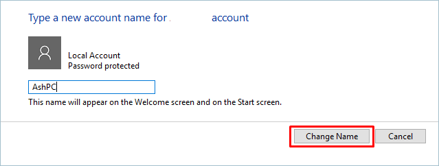 Changing The Username Through Control Panel