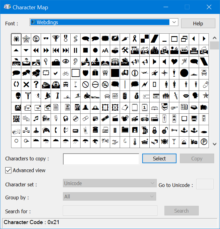 Character Map in Windows