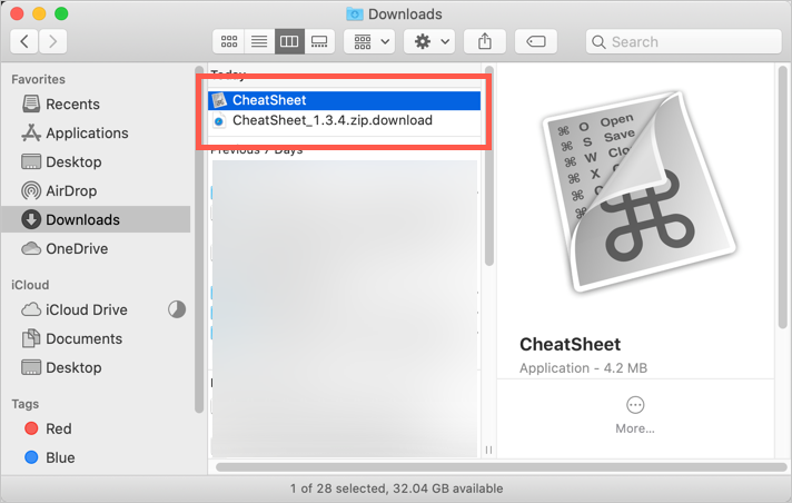 CheatSheet Downloaded App