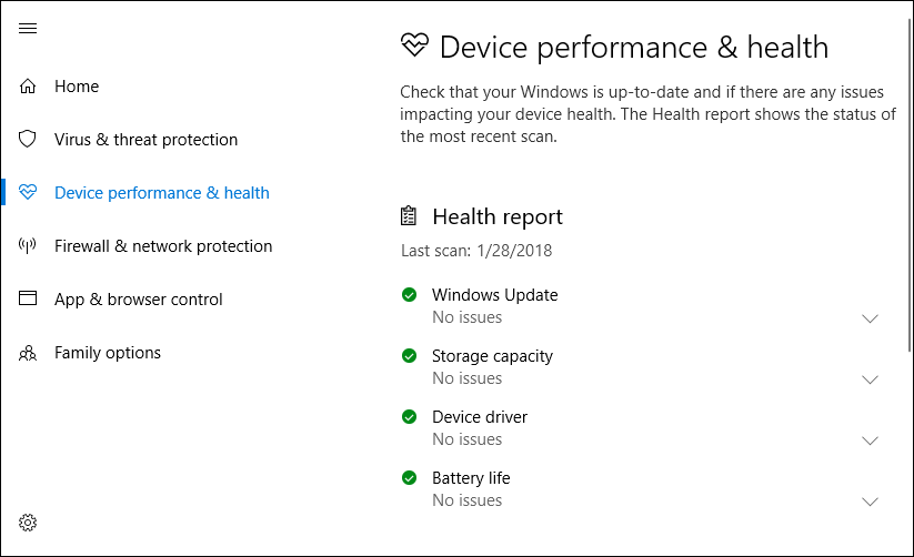 Check Device Performance and Health