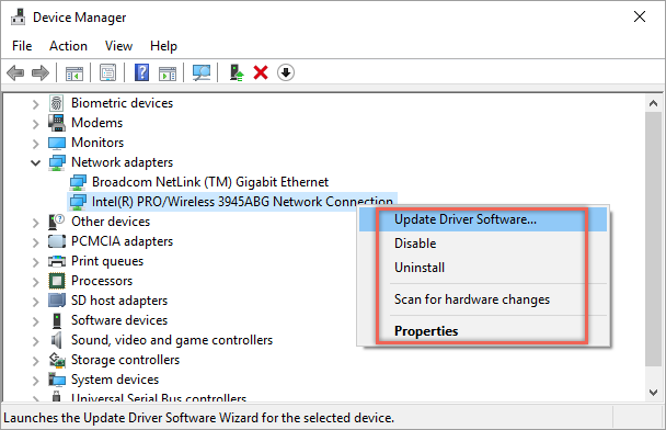 Check Network Adapter in Device Manager