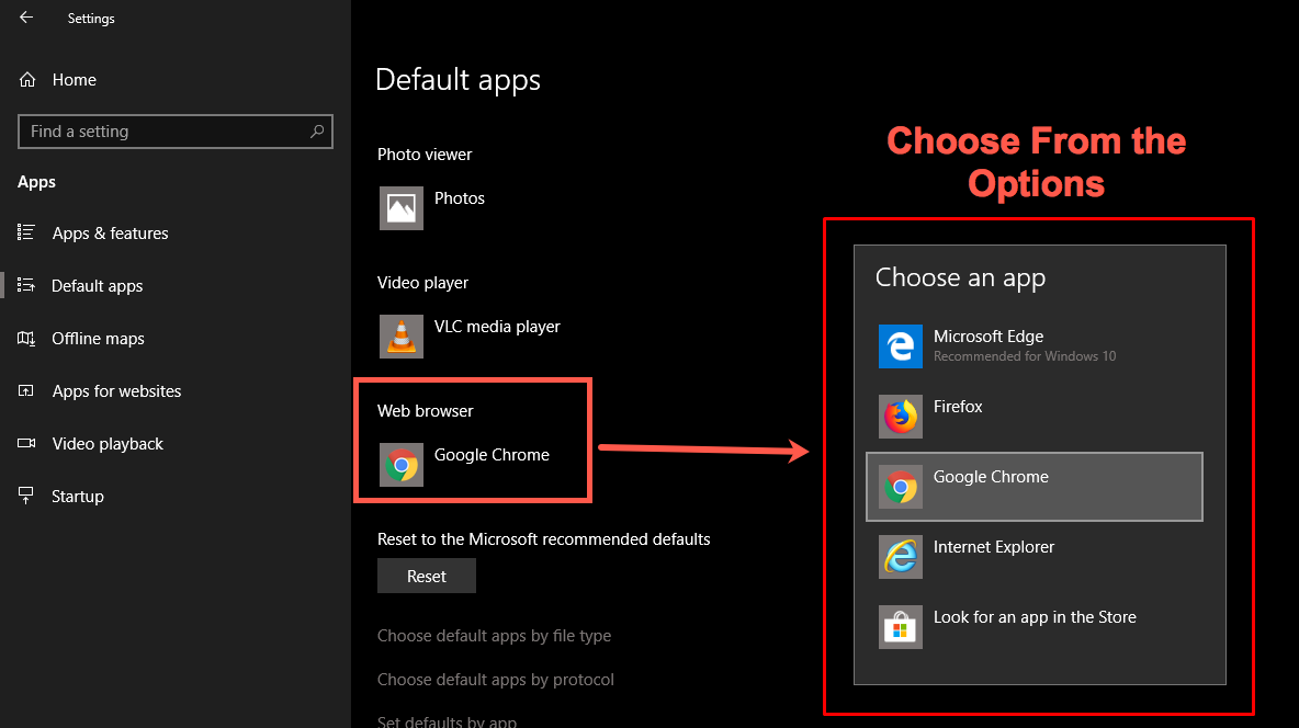 Choose Chrome as Default Browser