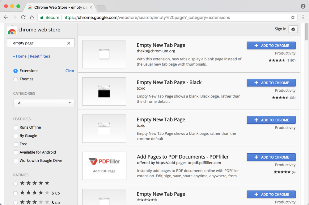 Chrome Blank New Tab Extensions