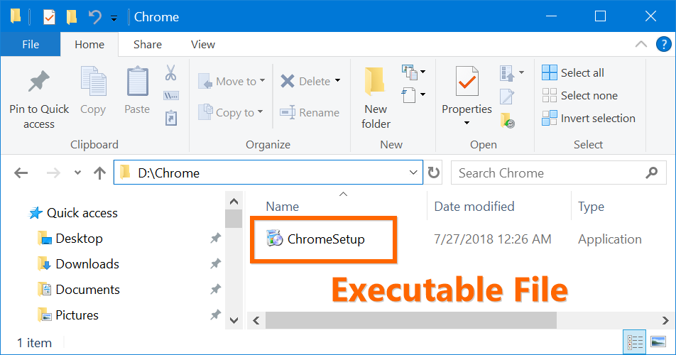 Chrome Executable Installation File in Windows