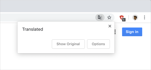 Chrome Translation Icon in Address Bar