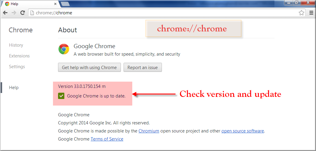 Chrome Version and Update Check Command