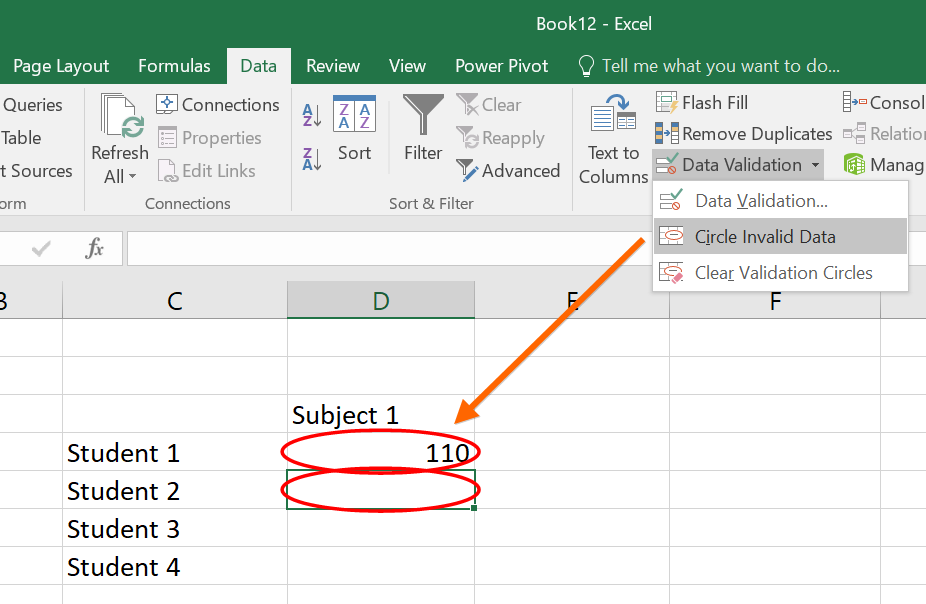 Circling Invalid Data