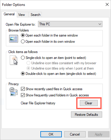 Clear File Explorer History