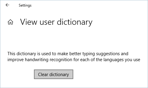 Clearing User Dictionary