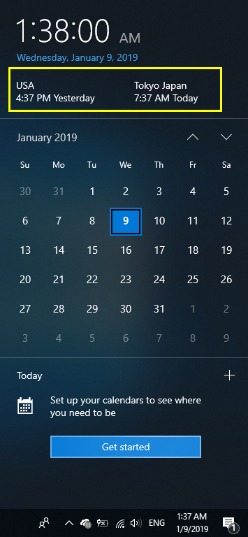 Clock Display in Calendar