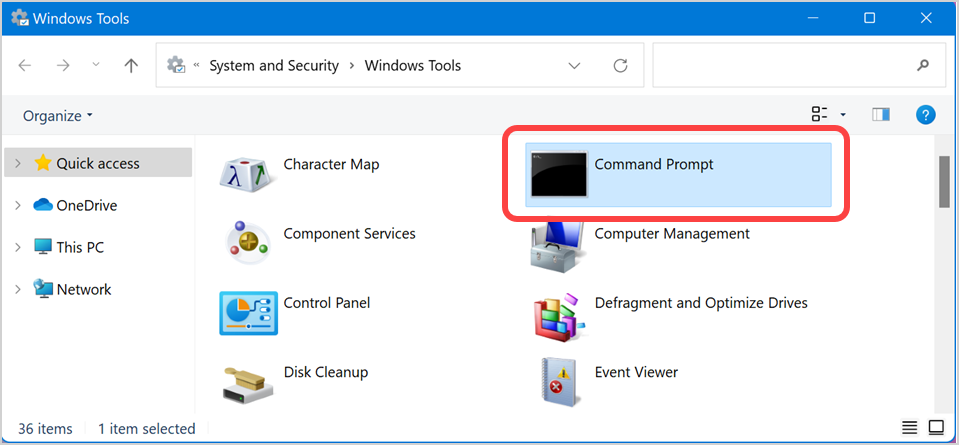 Command Prompt in Windows Tools