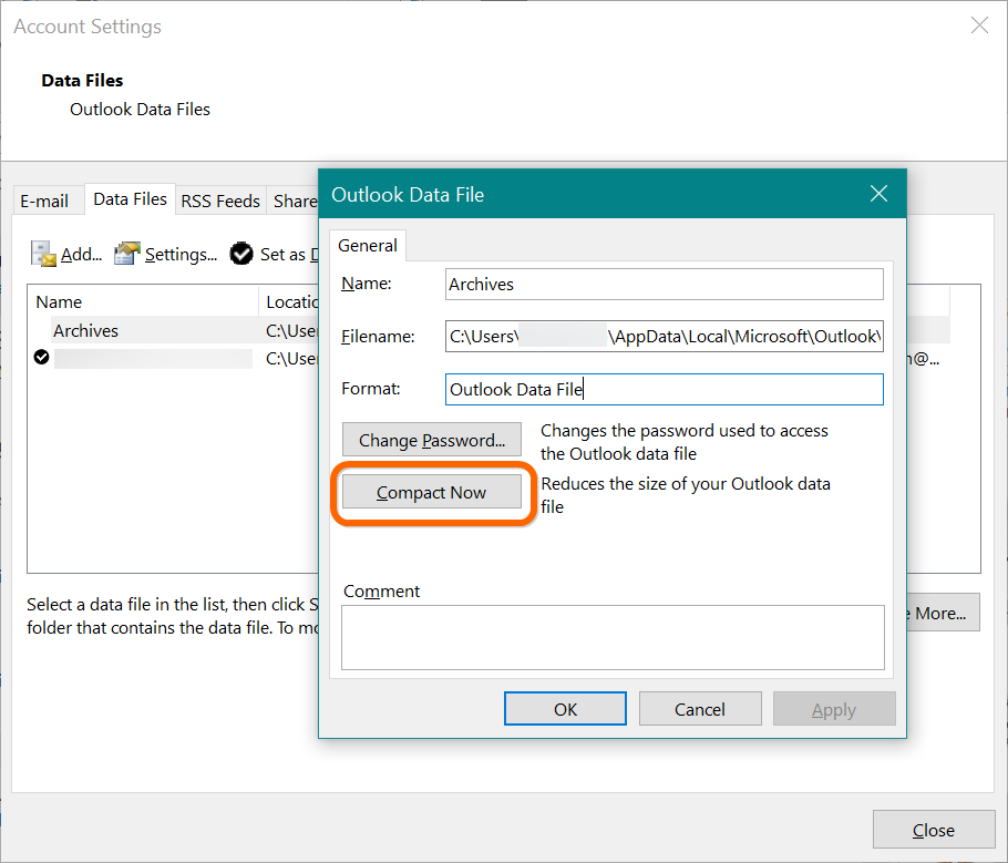 Compact PST File in Outlook