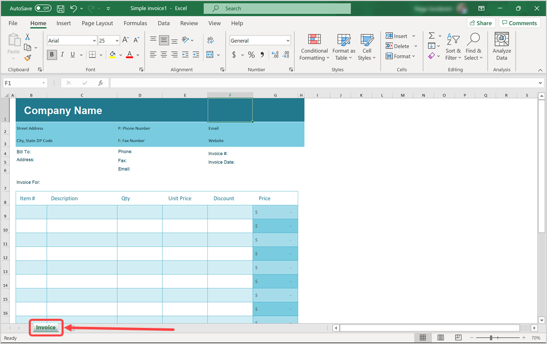 Company Invoice Excel Template
