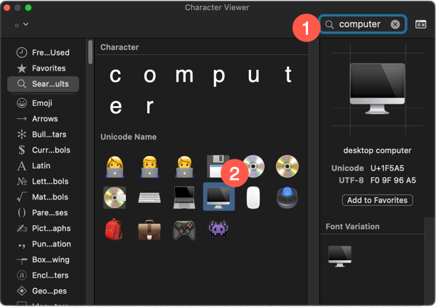 Computer Symbols in Mac