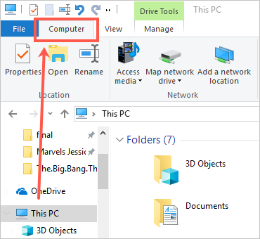 Computer Tab in File Explorer