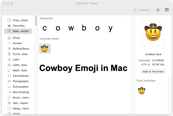 Cowboy Emoji in Mac