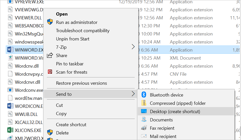 Create Desktop Shortcut for Office Application