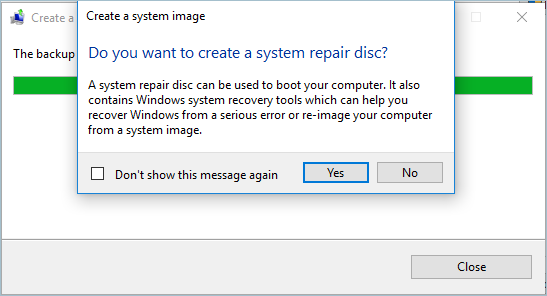 Creating System Image Repair Disc