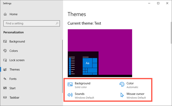 Customize Custom Theme in Windows 10