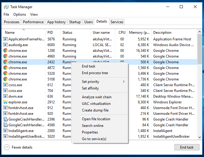 Details Tab In Task Manager