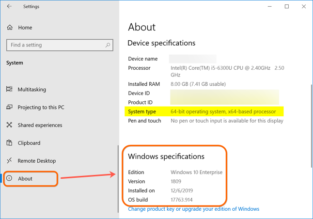 Device and Windows Specifications