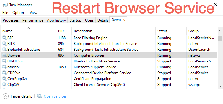 Restart Computer Browser Service