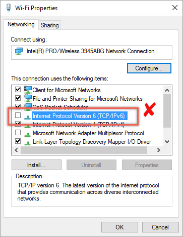 Disable IPv6 in Windows 10