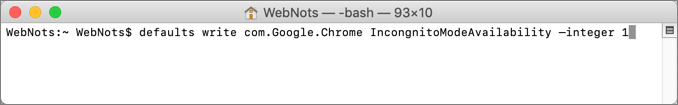 Disable Incognito Mode in Chrome from Terminal