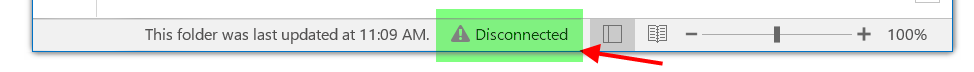 Disconnected from Network in Outlook