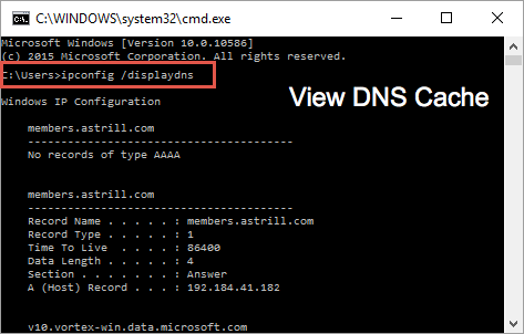 Display DNS in Window