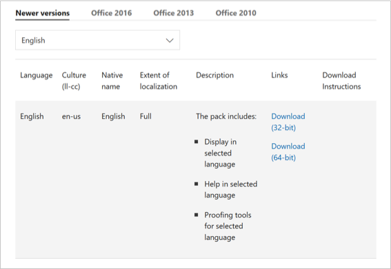 Download Office Language Pack