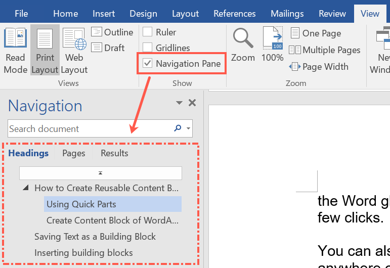 Drag and Drop Blocks in Word