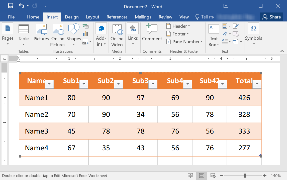 Embed Excel as a Link in Word